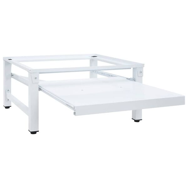 vidaXL Vaskemaskinstativ med uttrekkbar hylle hvit