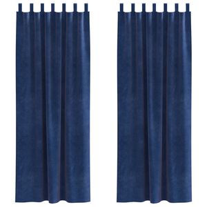 vidaXL Gardiner med gardiner 2 pcs Mørkblå 140 x 225 cm Fløyel