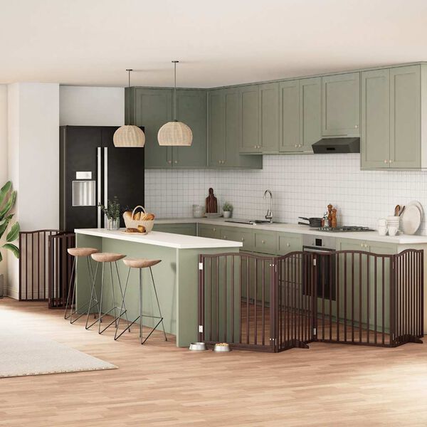 vidaXL Hundeport sammenleggbar 12 paneler brun 960 cm poppeltre