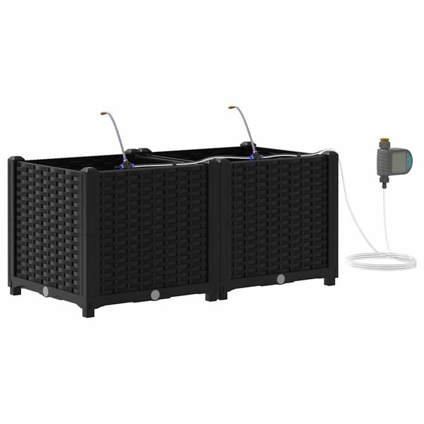 vidaXL Hageblomsterpotte 2 pcs Svart St&aring;l