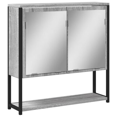 vidaXL Baderomsskap med speil grå sonoma 60x16x60 cm konstruert tre