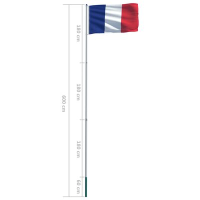 vidaXL Fransk flagg og stang aluminium 6 m