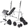 vidaXL Treningsbenk med vektstativ, vektstang og manualsett 120 kg