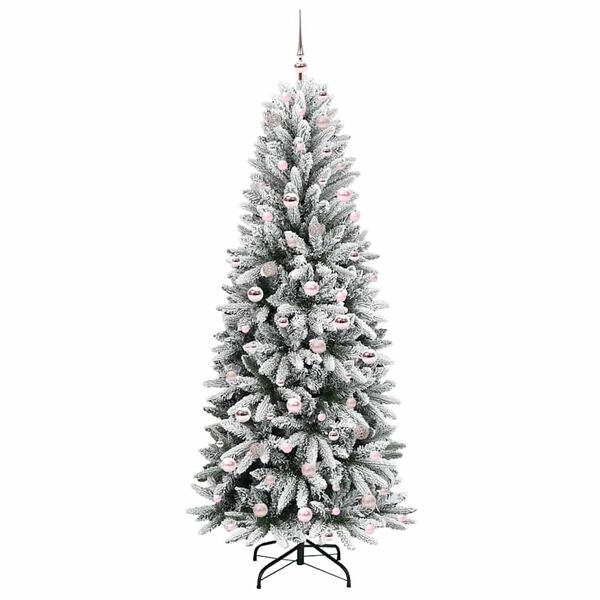 vidaXL Kunstig juletre med 300 LED Hvit 210 cm PVC, plast, st&aring;l og PE