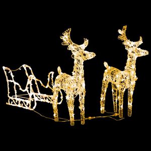 vidaXL Reinsdyr og slede julepynt 160 lysdioder 130 cm akryl