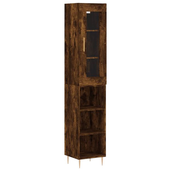 vidaXL Highboard r&oslash;kt eik 34,5x34x180 cm konstruert tre