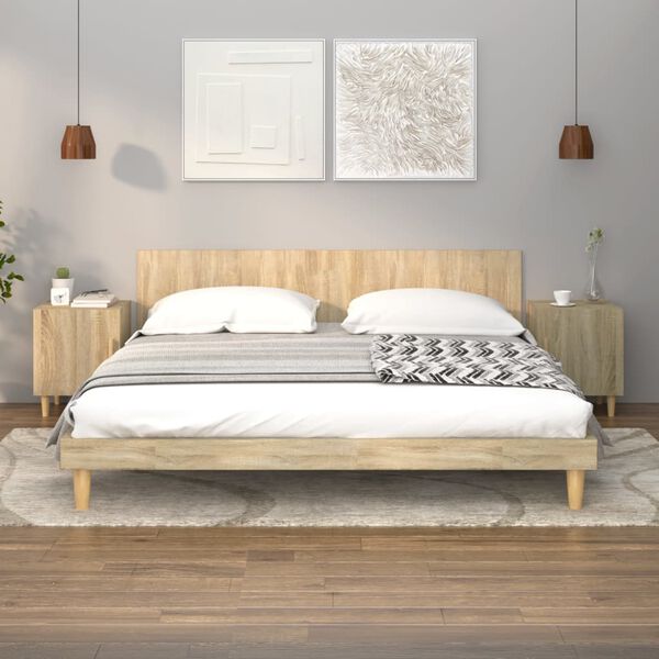 vidaXL Nattbord 2 stk sonoma eik konstruert tre