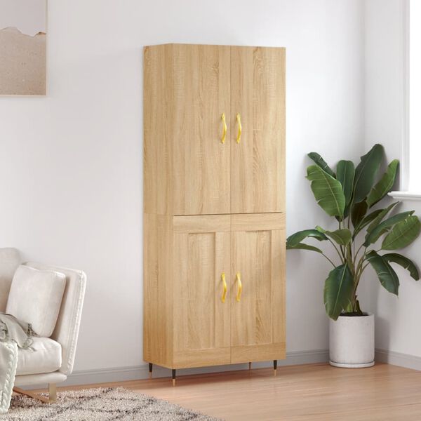 vidaXL Highboard sonoma eik 69,5x34x180 cm konstruert tre