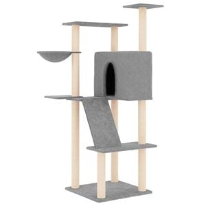 vidaXL Kattetre med klorestolper i sisal lysegr&aring; 143 cm