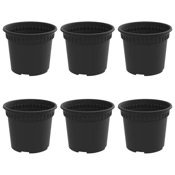 vidaXL Rund Blomsterpotte 6 pcs Svart &Oslash; 12,5 x 10 cm Plast