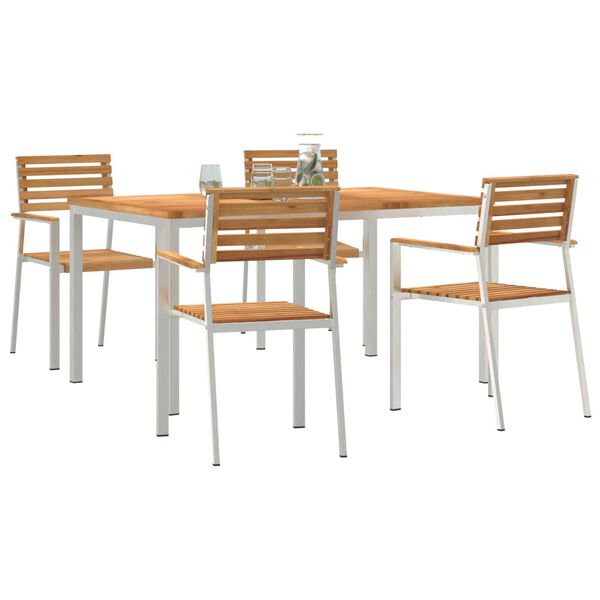 vidaXL HageSpisestueSett 5 pcs Brun MassivTeakTre