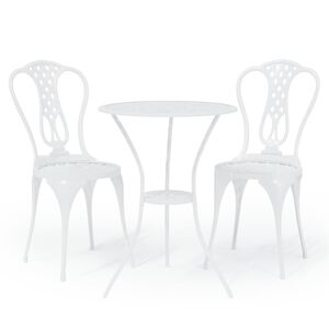 vidaXL Bistrosett 3 deler st&oslash;pt aluminium hvit