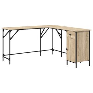vidaXL Skrivebord sonoma eik 141x141x75 cm konstruert tre