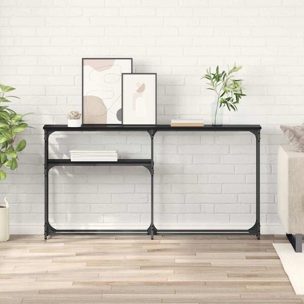 vidaXL Konsollbord Svart Eik 146 x 22.5 x 75 cm Konstruert tre