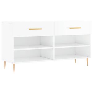 vidaXL Skobenk h&oslash;yglans hvit 102x35x55 cm konstruert tre