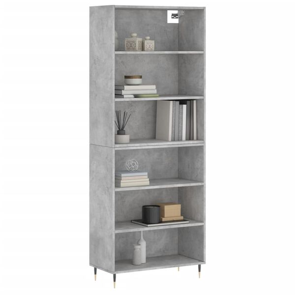 vidaXL Highboard betonggr&aring; 69,5x32,5x180 cm konstruert tre