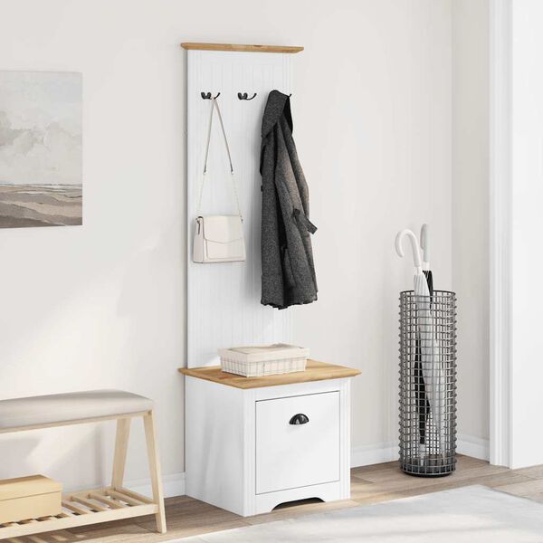 vidaXL Gangskap med kroker BODO hvit og brun 50x40x157 cm