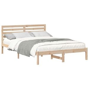 vidaXL Sengestamme med hodegjerde Brun 140 x 220 cm Massiv furu