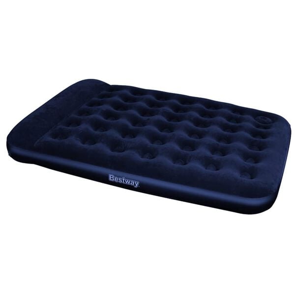 Bestway Oppblåsbar flokket luftseng med innebygd pumpe 203x152x28 cm