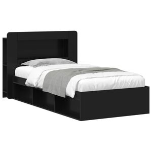 vidaXL Sengeramme med oppbevaring Svart 90 x 200 cm Konstruert tre