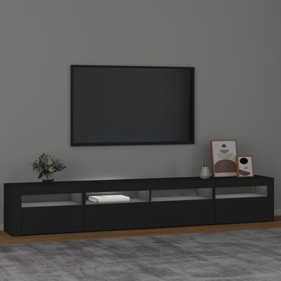vidaXL TV-benk med LED-lys svart 240x35x40 cm