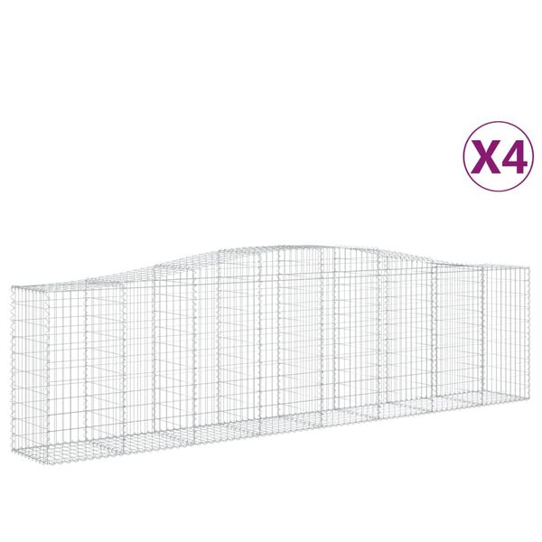 vidaXL Gabionkurver buede 4 stk 400x50x100/120 cm galvanisert jern