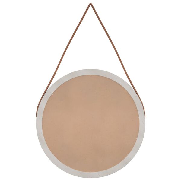 vidaXL Veggspeil med stropp hvit &Oslash; 45 cm