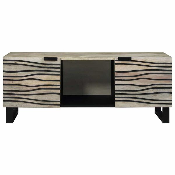 vidaXL Kaffebord Beige og svart 100 x 54 x 40 cm Massivt akasietre