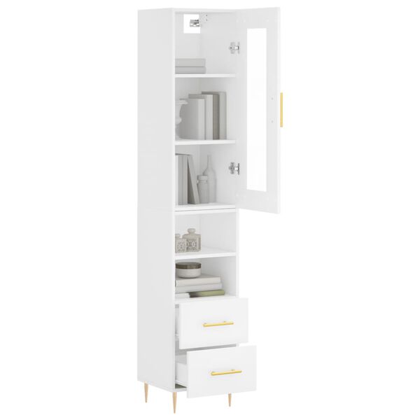 vidaXL Highboard hvit 34,5x34x180 cm konstruert tre
