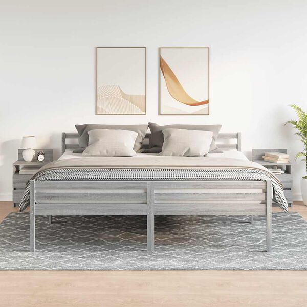 vidaXL Nattbord 2 stk med 2 skuffer gr&aring; sonoma 40x33x60 cm