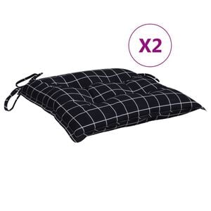 vidaXL Stolputer 2 stk svart rutem&oslash;nster 50x50x7 cm oxfordstoff