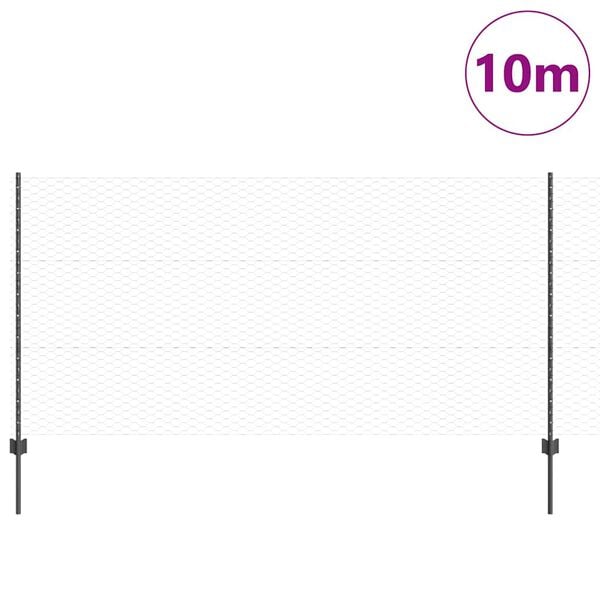 vidaXL Gjerde med stolpe Gr&aring; 1,2 x 10 m St&aring;l og PVC