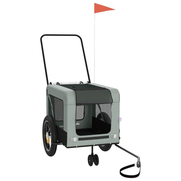 vidaXL Kj&aelig;ledyrsykkelhenger gr&aring; og svart oxfordstoff og jern