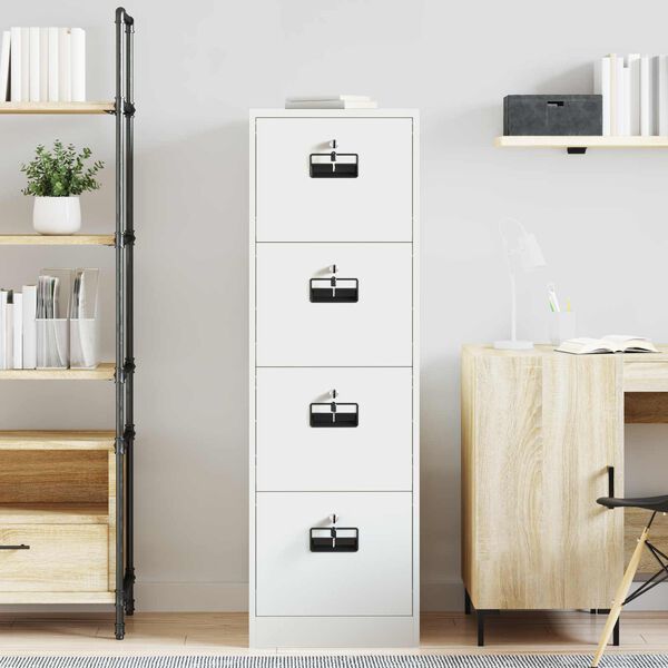 vidaXL Arkivskap med l&aring;s 2 pcs Hvit 44 x 50 x 139 cm Kaldvalsget St&aring;l