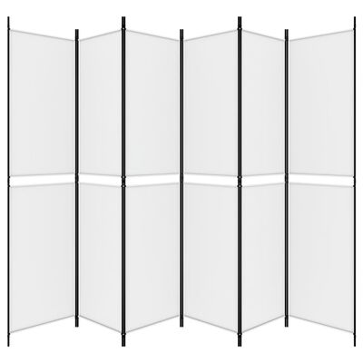 vidaXL Romdeler 6 paneler hvit 300x220 cm stoff