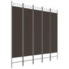 vidaXL Romdeler med 5 paneler brun 200x200 cm stoff