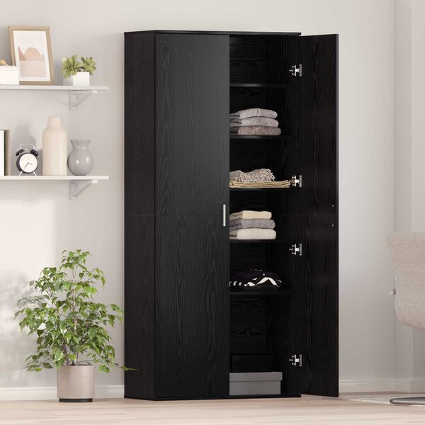 vidaXL Highboard Svart eik 80 x 35 x 180 cm Konstruert tre