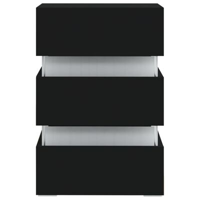 vidaXL LED-nattbord svart 45x35x67 cm konstruert tre
