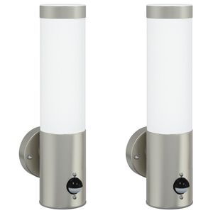 vidaXL Utendørs vegglamper 2 pcs sølv 12 x 7.5 x 29 cm Rustfritt stål