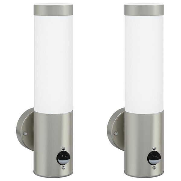 vidaXL Utendørs vegglamper 2 pcs sølv 12 x 7.5 x 29 cm Rustfritt stål