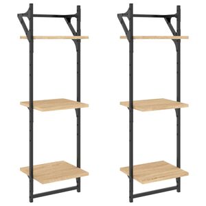 vidaXL Vegghyller med stenger 2 stk sonoma eik 30x25x100 cm