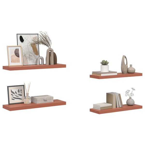 vidaXL Vegghylle Veggmontert 4 pcs R&oslash;d 80 x 23,5 x 4 cm Konstruert tre