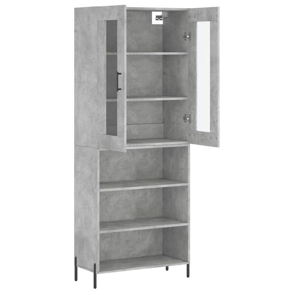 vidaXL Highboard betonggr&aring; 69,5x34x180 cm konstruert tre