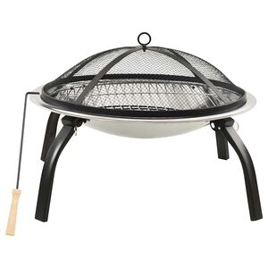 vidaXL 2-i-1 B&aring;lfat og grill med ildrake 56x56x49 cm rustfritt st&aring;l