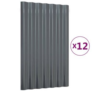 vidaXL Takpaneler 12 stk galvanisert st&aring;l antrasitt 60x36 cm