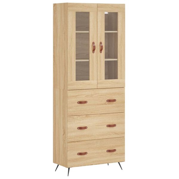 vidaXL Highboard sonoma eik 69,5x34x180 cm konstruert tre