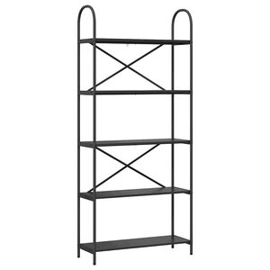 vidaXL Bokhylle 5 niv&aring;er 80 x 30 x 183 cm Konstruert tre Svart Eik