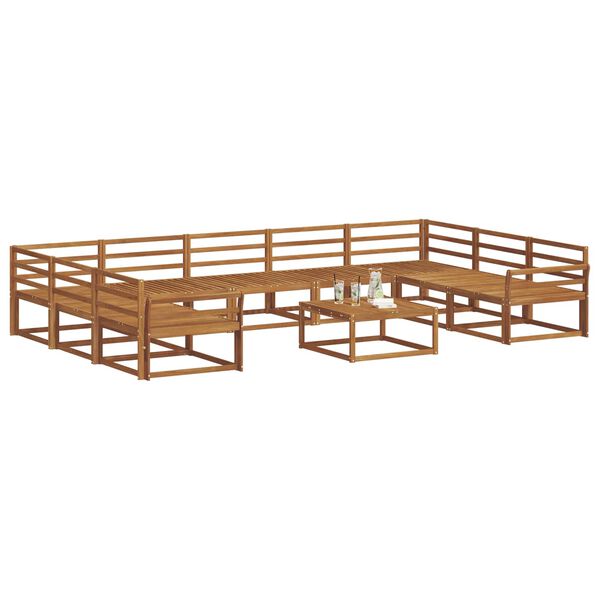 vidaXL Utend&oslash;rs sofa-sett 10 pcs Naturlig Solid akasietre