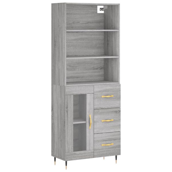 vidaXL Highboard gr&aring; sonoma 69,5x34x180 cm konstruert tre