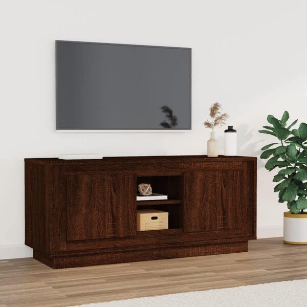 vidaXL TV-benk brun eik 102x35x45 cm konstruert tre